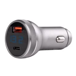 Portable Fast Charging 12/24v 20w Usb C And Usb Car Charger With Voltmeter