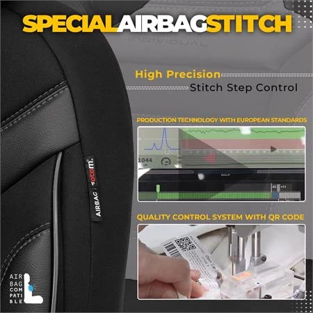 Premium Lacoste Leather Car Seat Covers Individual Series - Black Grey For Bmw 2 Series Active Tourer 2014 Onwards - Image 4