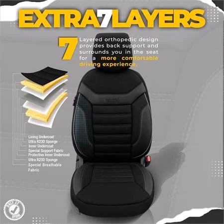 Premium Lacoste Leather Car Seat Covers Individual Series - Black Grey For Bmw 2 Series Active Tourer 2014 Onwards - Image 5