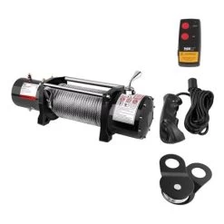 Off Road Car Winch With Remote Control And 28m Rope - 4310kg Towing Capacity With 8t Pulley