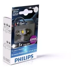 Philips 12v 1w Single Led X - Tremevision 6000k Festoon Bulb