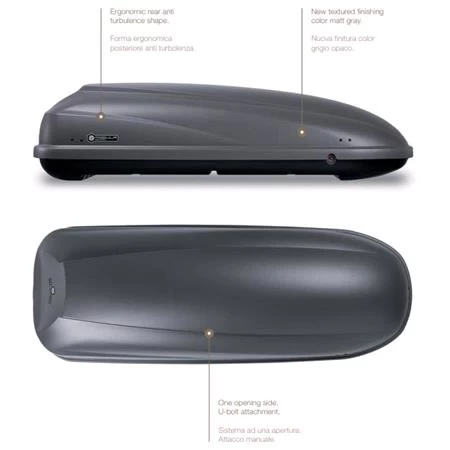 Modula Travel Easy Quick Fit Roof Box With Single Opening System And Central Locking - Embossed Matt Grey - Image 4
