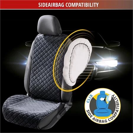 Walser Comfortline Luxor Front Car Seat Cushion (With Side Bolster Protection) - Black - Image 2