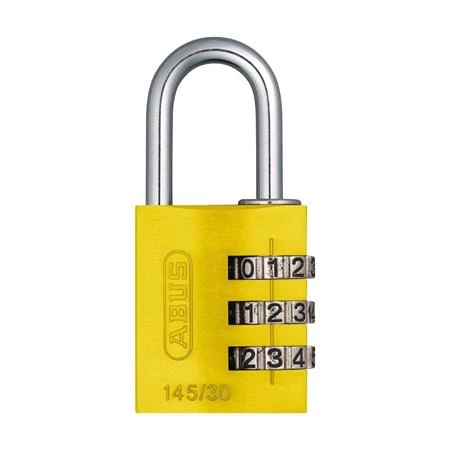 Abus Aluminium 3 - Wheel Combination Padlock Lock - Tag - 30mm - Yellow