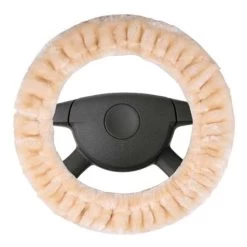 Walser Teddy Plush Steering Wheel Cover - Beige