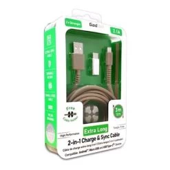 Gadjet Extra Long 2in1 Android Charge And Sync Cable - Micro Usb + Type - C - 3 Meter