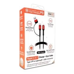 Gadjet G Series 2in1 Type - C - Lightning 2.4a Charge And Sync Cable