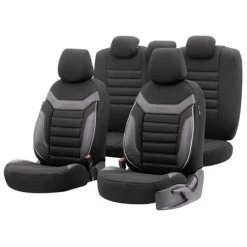 Premium Lacoste Leather Car Seat Covers Individual Series - Black Grey For Bmw 2 Series Active Tourer 2014 Onwards