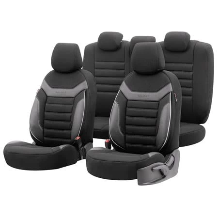 Premium Lacoste Leather Car Seat Covers Individual Series - Black Grey For Bmw 2 Series Active Tourer 2014 Onwards