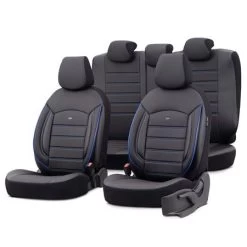 Premium Leather Car Seat Covers Inspire Series - Blue Black For Bmw 2 Series Active Tourer 2014 Onwards