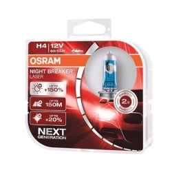 Osram 12v 60/55w Night Breaker Laser H4 Bulbs - 150% Brighter - Twin Pack