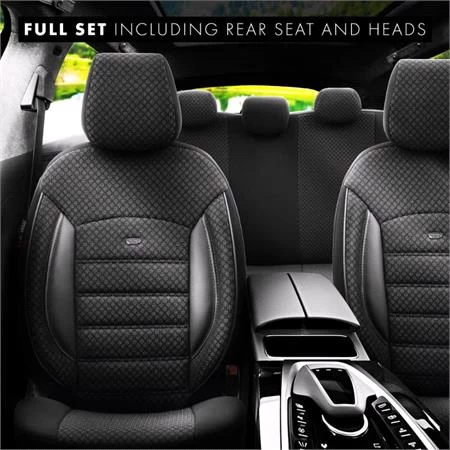 Premium Cotton Leather Car Seat Covers Sport Plus Line - Black For Bmw 2 Series Active Tourer 2014 Onwards - Image 3