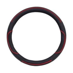 Steering Wheel Cover - Black With Red Trim - 37 - 39cm