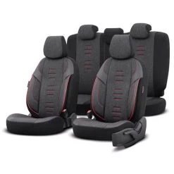 Premium Linen Car Seat Covers Throne Series - Black For Bmw 2 Series Active Tourer 2014 Onwards