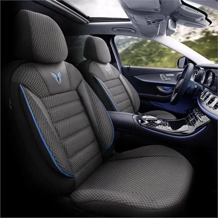Premium Cotton Leather Car Seat Covers Toro Series - Black Blue For Bmw 2 Series Active Tourer 2014 Onwards - Image 10