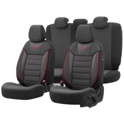Premium Cotton Leather Car Seat Covers Toro Series - Black Red For Bmw 2 Series Active Tourer 2014 Onwards